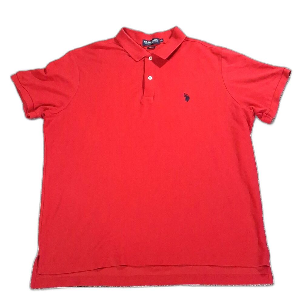US POLO ASSN SHIRT MEN XL RED PERFORMANCE PIQUE CLASSIC CASUAL GOLF SHORT SLEEVE